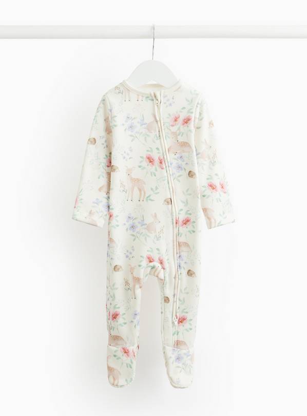 Woodland Printed Fleece Lined Sleepsuit 9-12 months